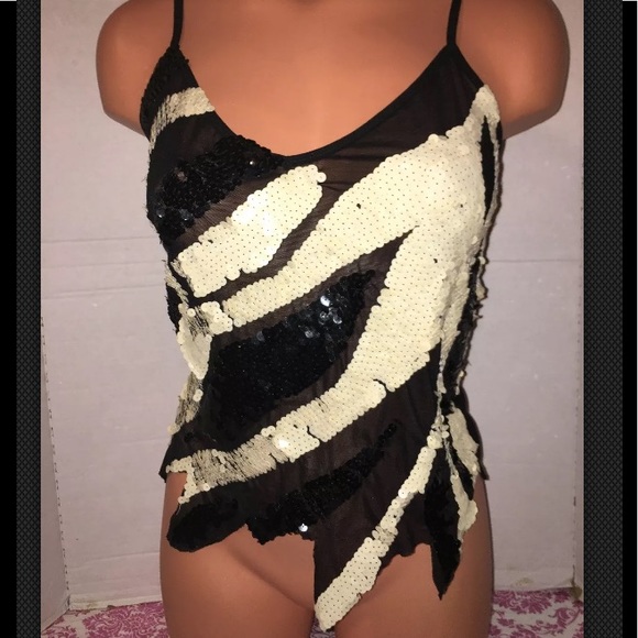 Vintage Embellished jagged Sequin Camisole Top SM - Picture 4 of 8